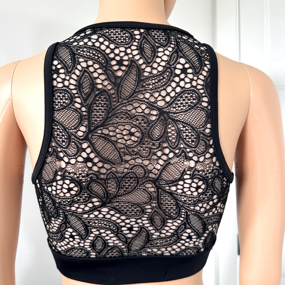Black Lace Back Dance Top